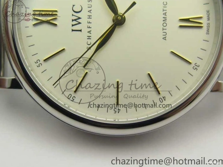 MIROTIME 0701 Breathable Portofino IW356501 SS V3 MK 1:1 Best Edition White Dial Gold Markers On SS Mesh Bracelet MIYOTA 7197